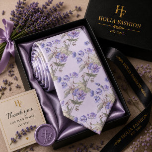 Floral Purple Lavender Neck Tie