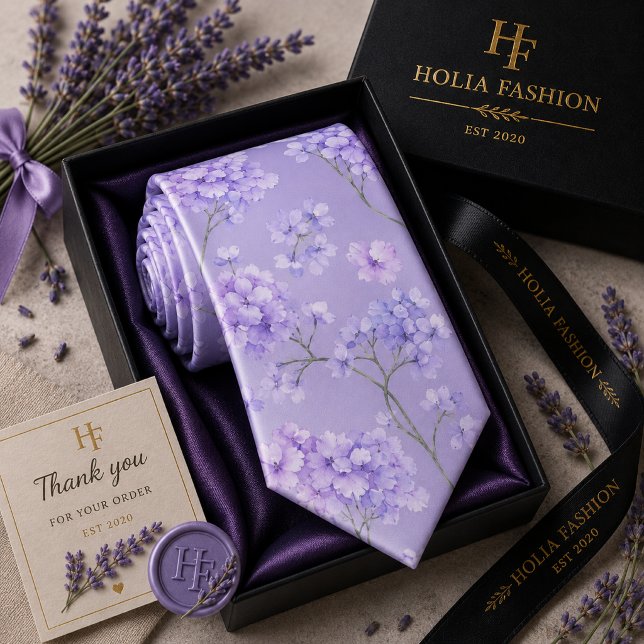 Floral Purple Lavender Neck Tie (Creator Uploaded)