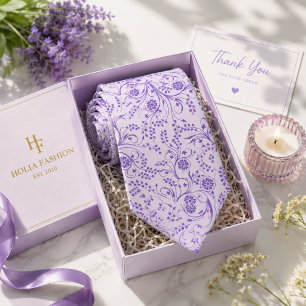Floral Purple Lavender Neck Tie