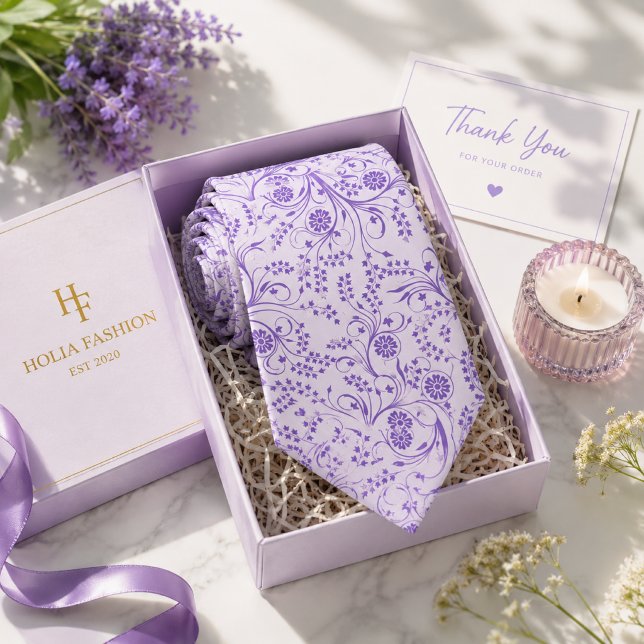 Floral Purple Lavender Neck Tie (Creator Uploaded)