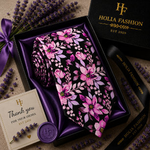 Floral Purple Lavender Neck Tie
