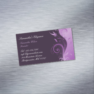 Floral Purple Magnetic Business Card