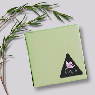 Floral Purple Magnolia on Black Triangle Sticker