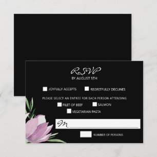 Floral Purple Magnolia Watercolor RSVP Card