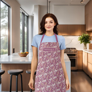 Floral Purple Monogrammed Apron