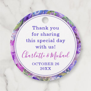 Floral Purple Paisley Thank You Wedding Favour Tags
