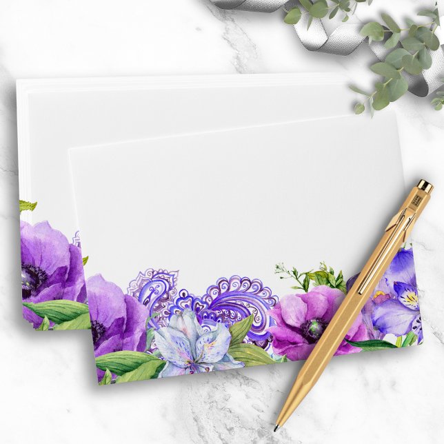 Floral Purple Paisley Watercolor Wedding Envelope (Creator Uploaded)