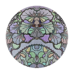 Floral purple pansy mosaic elegant  cutting board