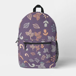Floral Purple Pattern Printed Backpack