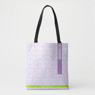 Floral Purple Personalized Name & Monogram Tote Bag