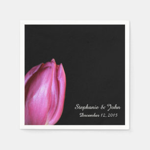 Floral Purple Pink Tulips Bridal Shower Wedding Napkin
