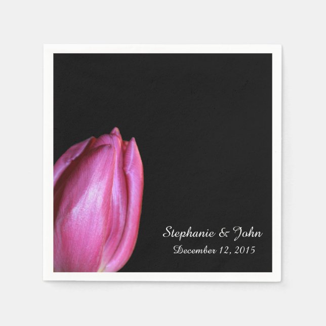 Floral Purple Pink Tulips Bridal Shower Wedding Napkin (Front)