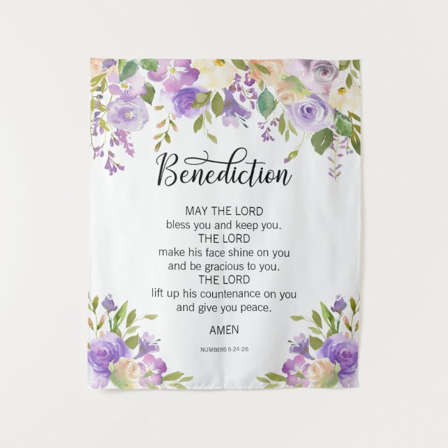 Floral Purple PRAYER Church Wedding BACKDROP Tapestry (Front)
