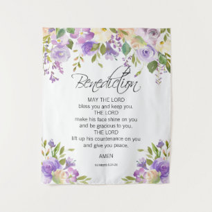 Floral Purple PRAYER Church Wedding BACKDROP Tapestry