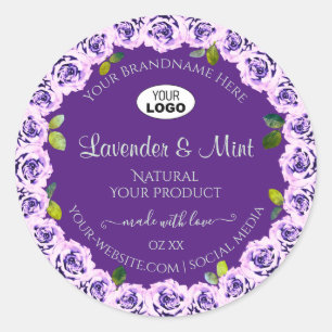Floral Purple Product Labels Blooming Roses Logo