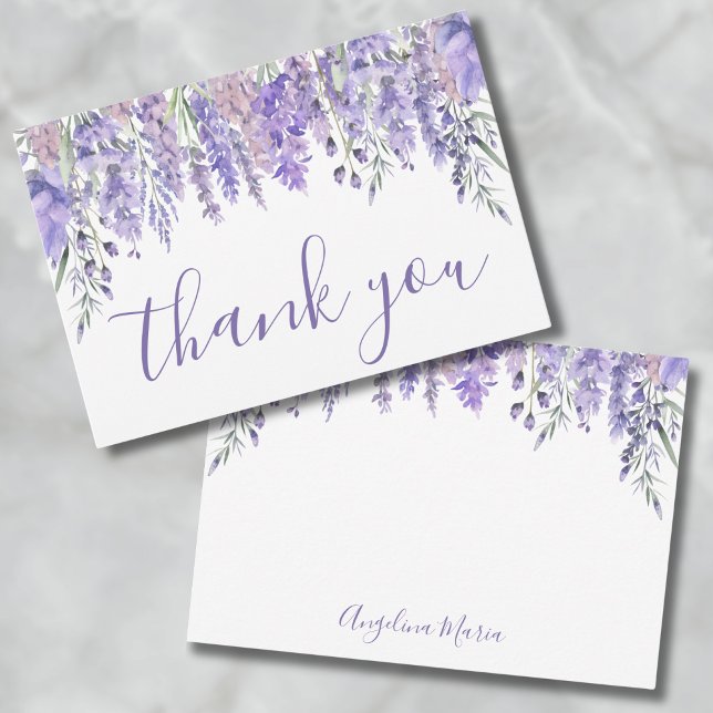 Floral Purple Quinceañera Birthday Thank You Card (Floral Purple Quinceañera Birthday Thank You Card)