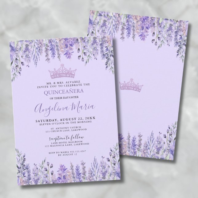 Floral Purple Quinceanera Invitation (Floral Purple Quinceanera Invitation)