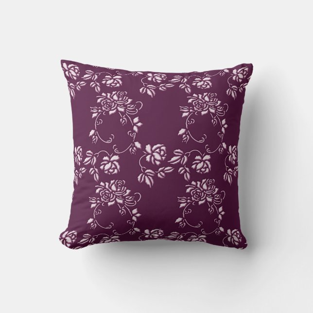 Floral purple retro element cushion (Front)