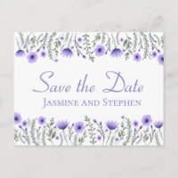 Floral Purple Save the Date Wedding Engagement