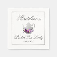 Floral Purple Silver Bridal Shower Tea Party
