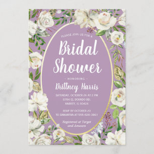 Floral Purple Spring Garden Bridal Shower Brunch Invitation