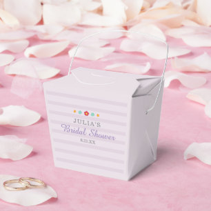 Floral Purple Stripes Bridal Shower Favour Box