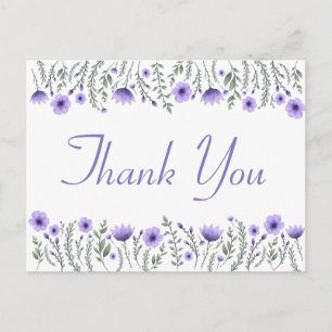 Floral Purple Thank You Flowers Wedding Party Postcard