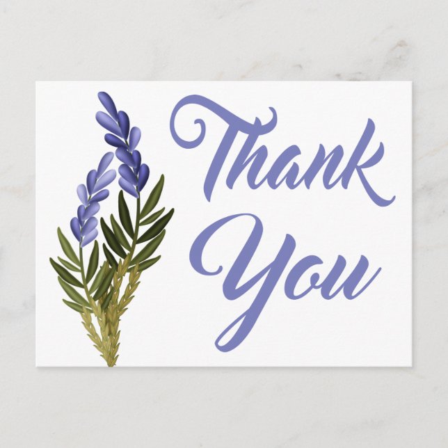 Floral Purple Thank You Lavender Flower Note Card (Front)
