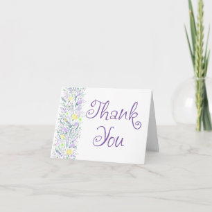 Floral Purple Thank You Lavender & Yellow Flowers Card