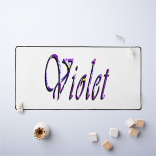Floral Purple Violet Name, Desk Mat