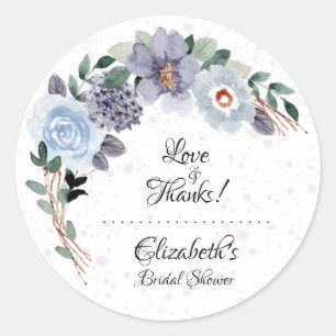 Floral Purple Watercolor Bridal Shower Classic Round Sticker