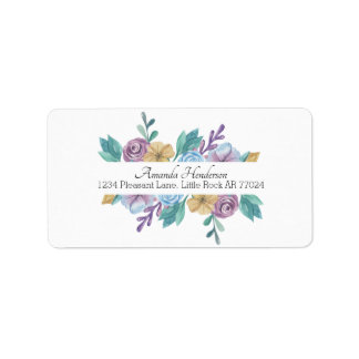 Floral Purple Watercolor Rose Address Label
