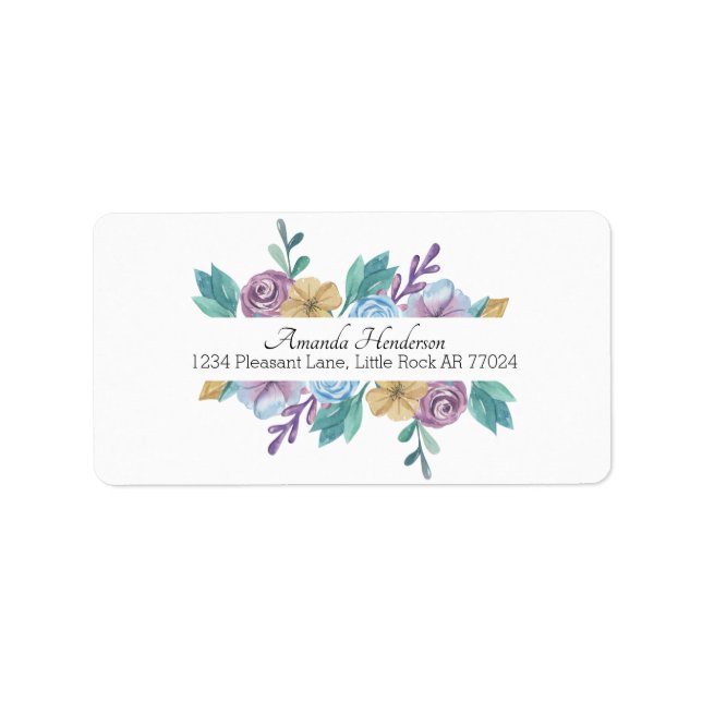 Floral Purple Watercolor Rose Address Label (Front)