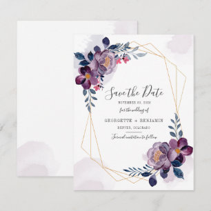 Floral Purple Watercolor Save the Date