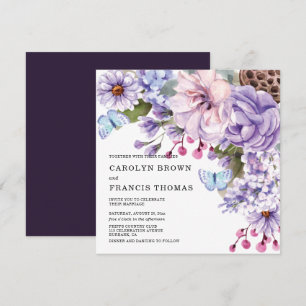 Floral Purple Watercolor Wedding Invitation