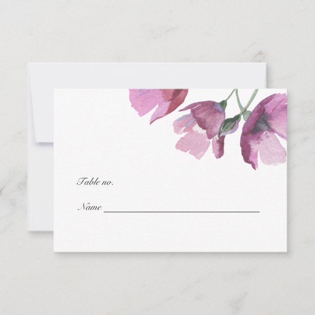 Floral purple watercolor Wedding Table Place Card (Front)