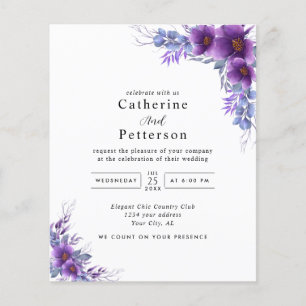 Floral purple wedding invitation
