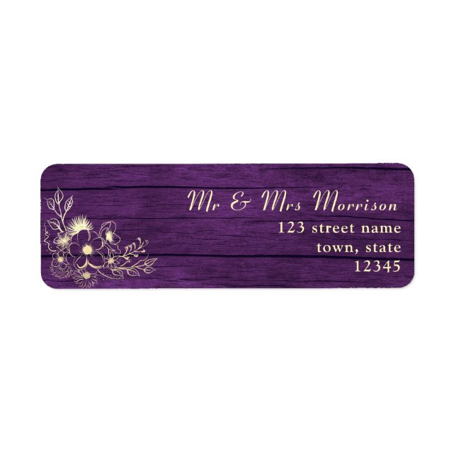 Floral Purple Wedding Return Address (Front)