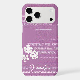 Floral Purple White Flowers Girly with Custom Name