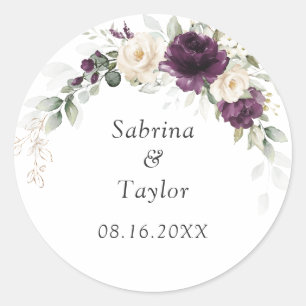 Floral Purple White Greenery Envelope Seal Sticker