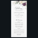 Floral Purple White Greenery Gold Wedding Program Programme<br><div class="desc">Floral Purple White Greenery Gold Wedding Program. Floral Lilac Plum Gold Leaf Wedding Order of Service</div>