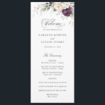 Floral Purple White Greenery Gold Wedding Program Programme<br><div class="desc">Floral Purple White Greenery Gold Wedding Program. Floral Lilac Plum Gold Leaf Wedding Order of Service</div>