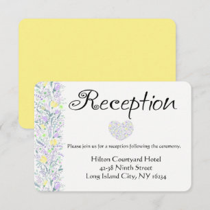Floral Purple Yellow Wedding Reception Flowers Invitation