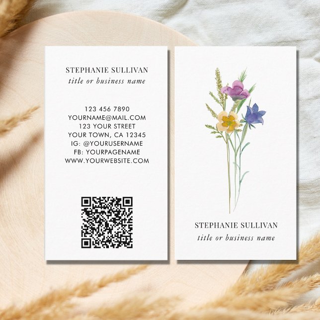 Floral QR Code Business Card (Creator Uploaded)
