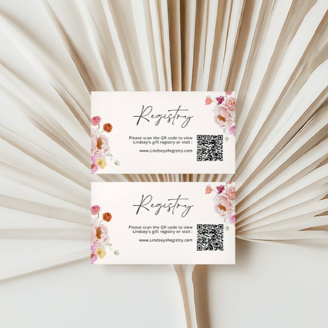 Floral QR Code Gift Registry Bridal Shower Enclosure Card (Creator Uploaded)