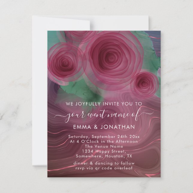 Floral QR Code Marsala Rose Burgundy  (Front)