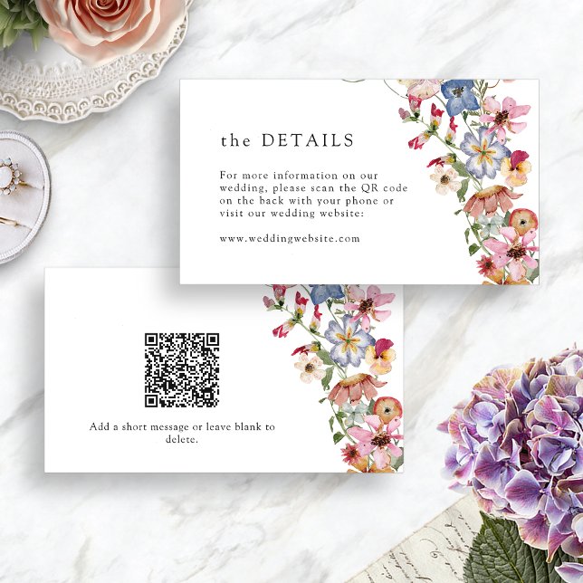 Floral QR Code Wedding Enclosure Card (Colorful Watercolor Floral QR Code Wedding Enclosure Card by Painted Paperie
)