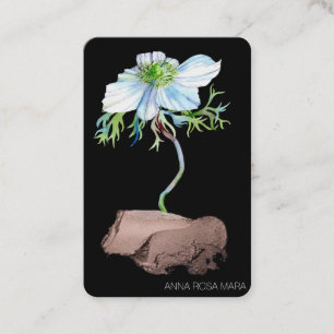 *~* Floral QR code White Anemone Rose Gold Business Card