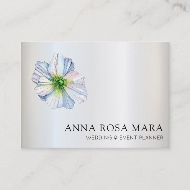 *~* Floral QR Flower Rainbow White Anemone Business Card (Front)