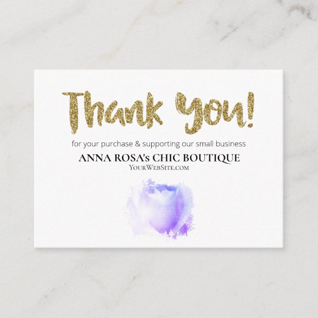 *~* Floral QR Logo ROSE THANK YOU Review AP8  Enclosure Card (Front)